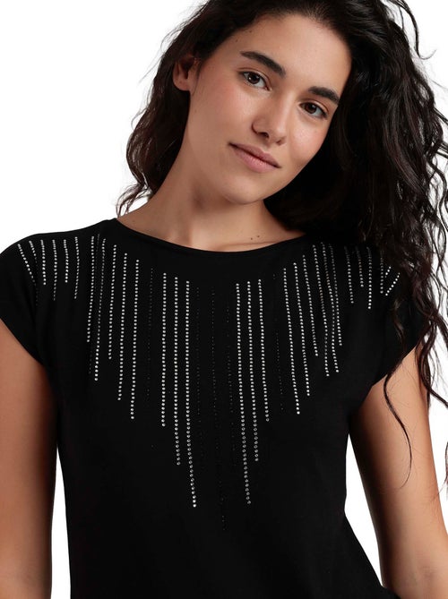 ADMAS T-shirt a maniche corte con pietre frontali da donna - Kiabi