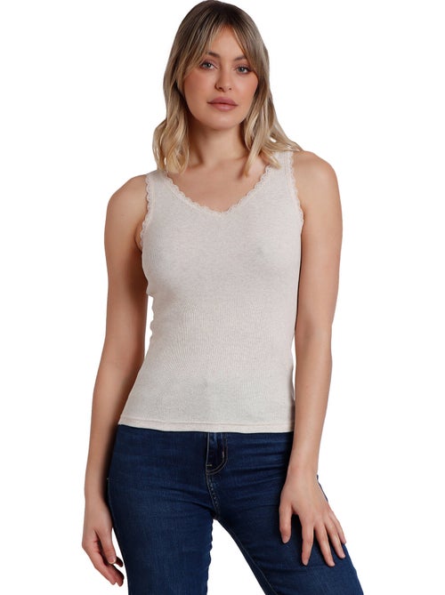 ADMAS T-shirt senza maniche a costine romantiche da donna - Kiabi ADMAS T-shirt senza maniche a costine romantiche da donna - Kiabi