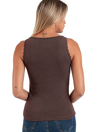 ADMAS T-shirt senza maniche a costine romantiche da donna