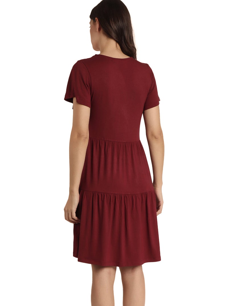 ADMAS Vestito carino a maniche corte da donna Bordeaux - Kiabi