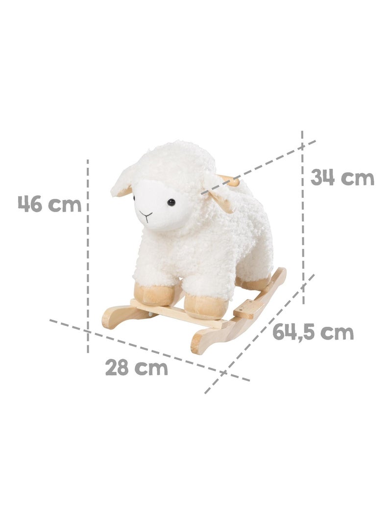 Agnellino a dondolo in legno massello e peluche per bebè da 18 mesi – "Roba" Bianco Beige - Kiabi