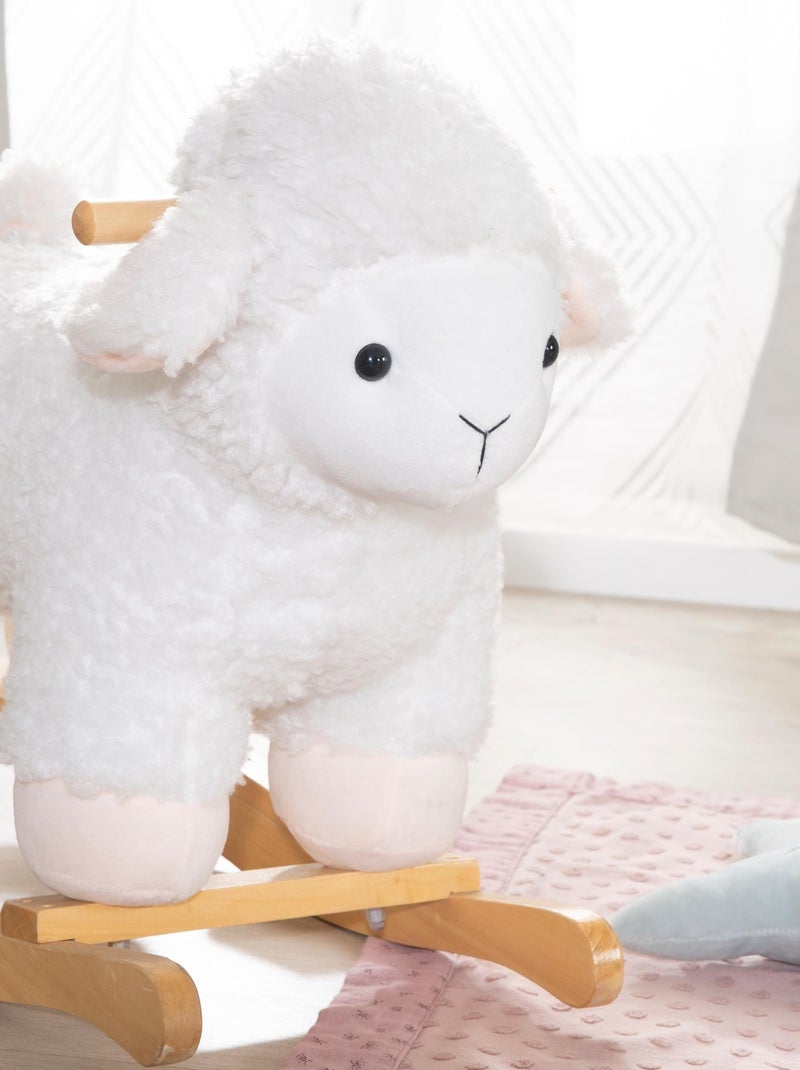 Agnellino a dondolo in legno massello e peluche per bebè da 18 mesi – "Roba" Bianco Beige - Kiabi