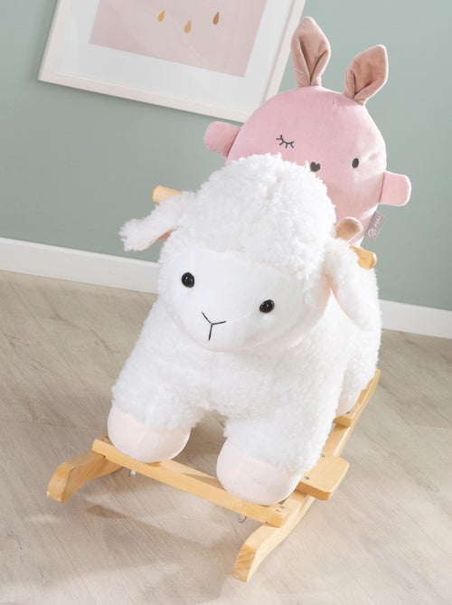 Agnellino a dondolo in legno massello e peluche per bebè da 18 mesi – "Roba" - Kiabi