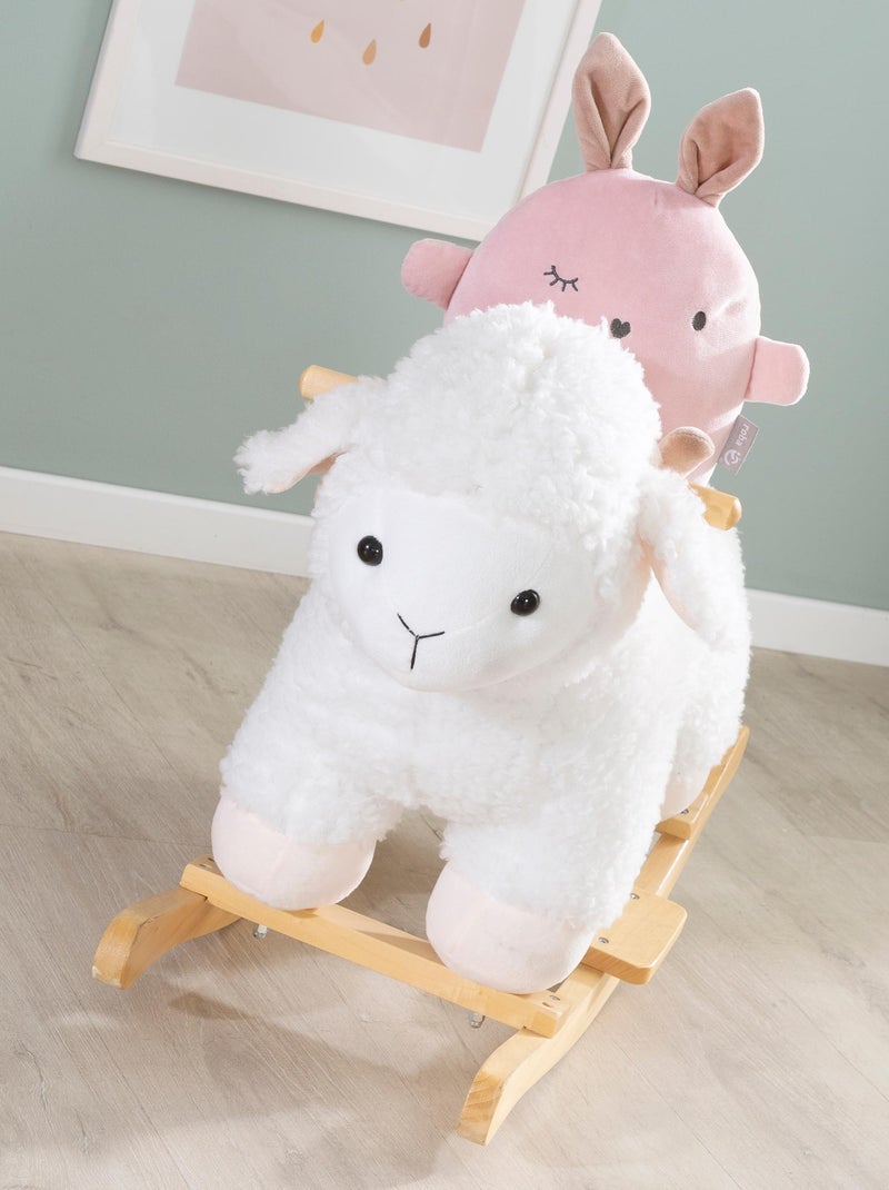 Agnellino a dondolo in legno massello e peluche per bebè da 18 mesi – "Roba" Bianco Beige - Kiabi