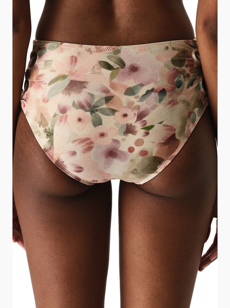 Aires fashion slip bikini floreale lucido a vita alta penti Crema - Kiabi
