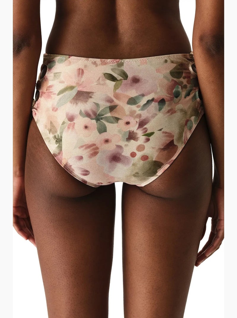 Aires fashion slip bikini floreale lucido a vita alta penti Crema - Kiabi