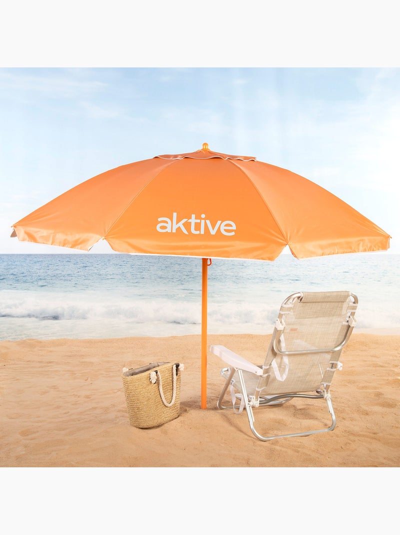 Aktive beach ombrellone da spiaggia arancione inclinabile con protezione uv50, diametro 220 cm Arancione - Kiabi