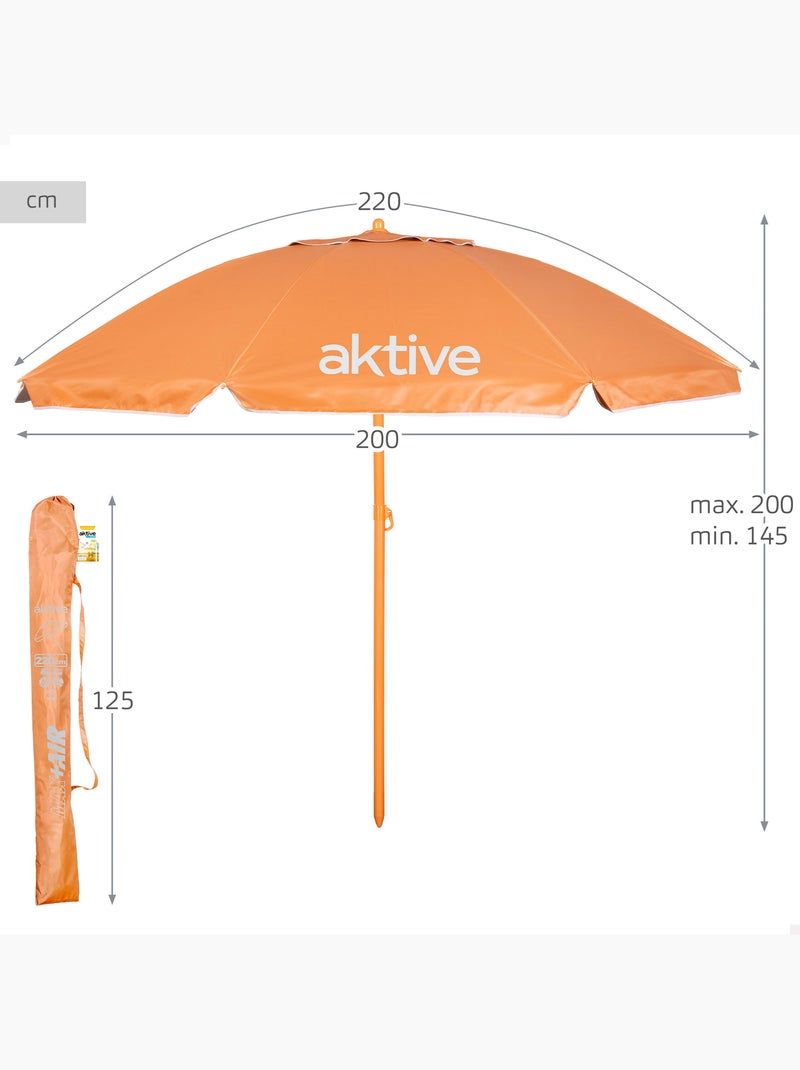 Aktive beach ombrellone da spiaggia arancione inclinabile con protezione uv50, diametro 220 cm Arancione - Kiabi