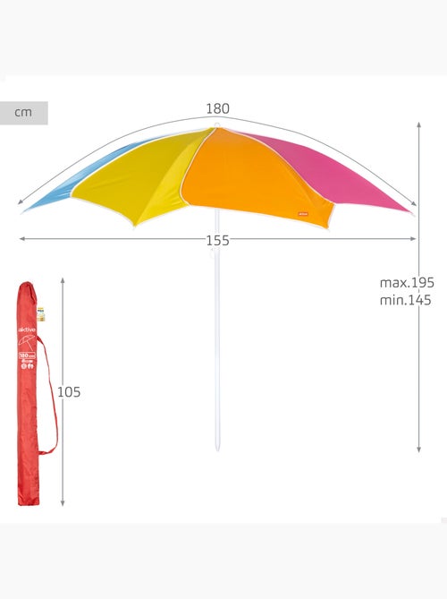 Aktive beach ombrellone da spiaggia inclinabile con protezione uv50 diametro 180 cm - Kiabi