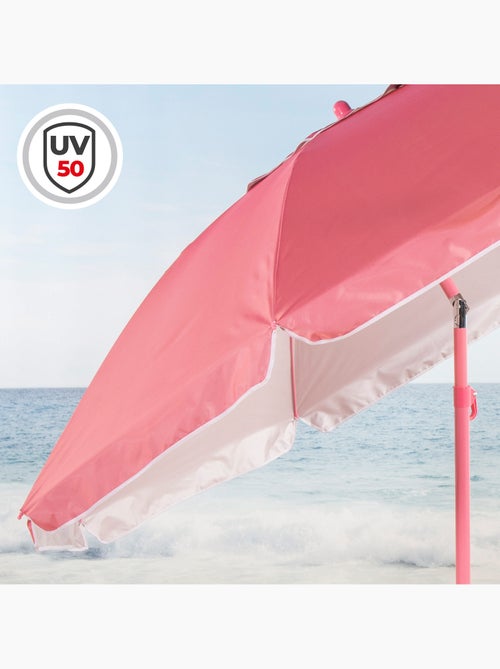 Aktive beach ombrellone da spiaggia inclinabile rosa d220 cm con protezione uv50 - Kiabi