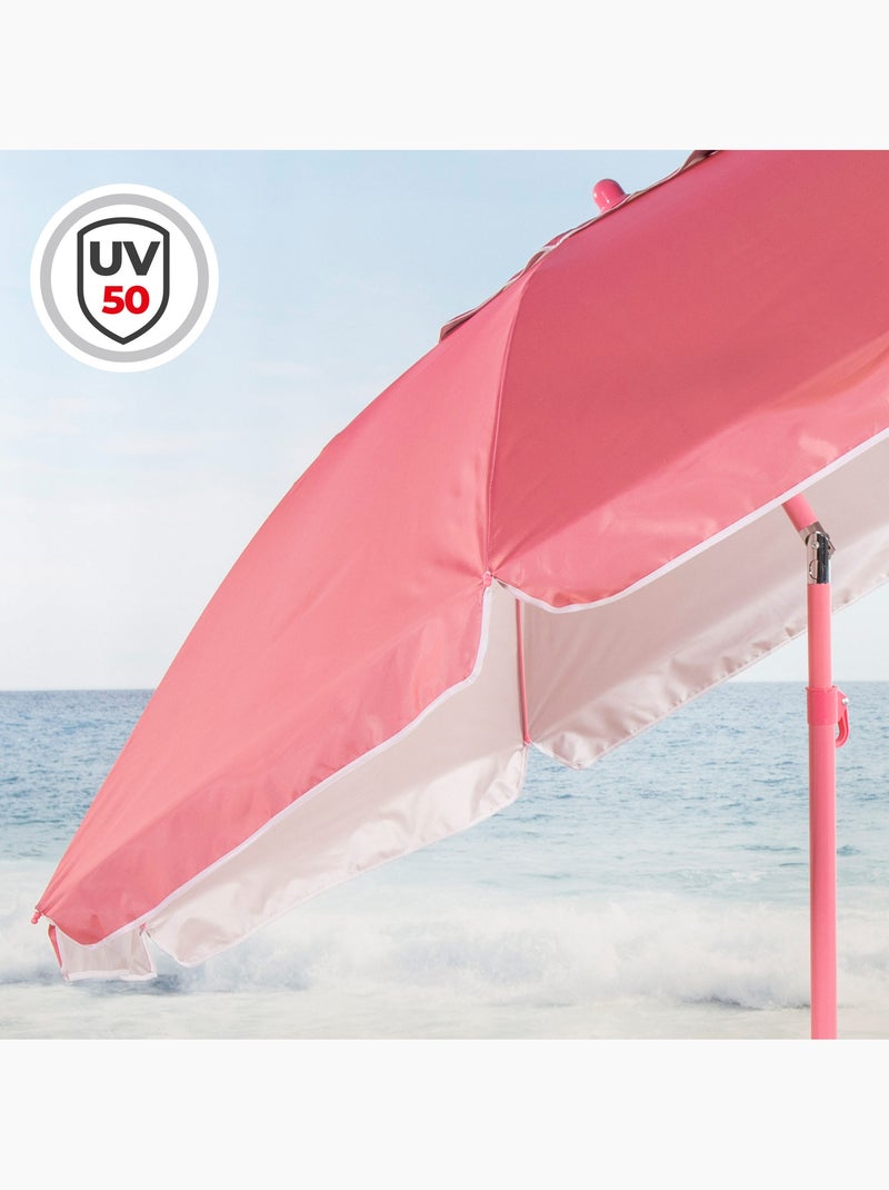 Aktive beach ombrellone da spiaggia inclinabile rosa d220 cm con protezione uv50 Corallo - Kiabi