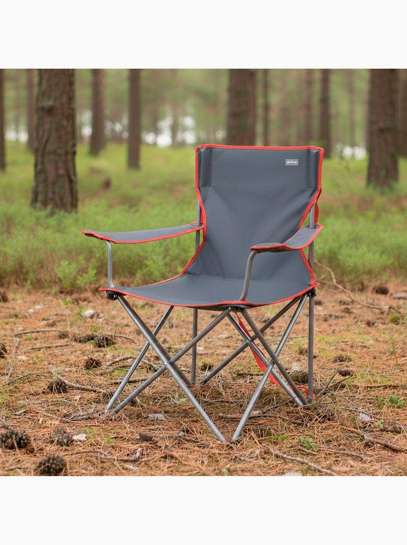 Aktive camping sedia da campeggio pieghevole, grigio scuro, con maniglia, 47x47x82 cm Grigio - Kiabi