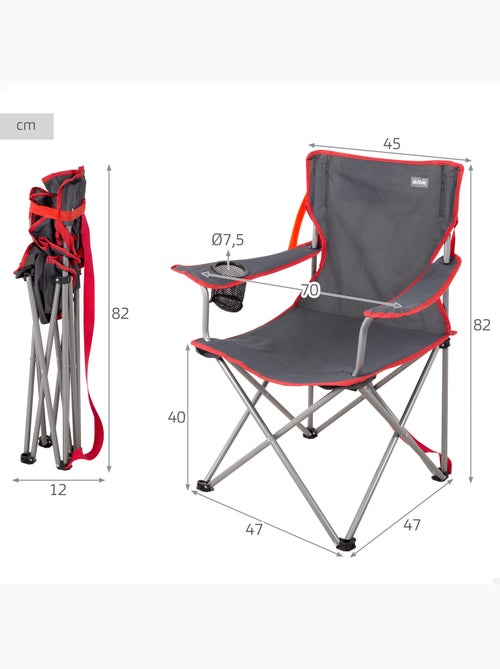 Aktive camping sedia da campeggio pieghevole, grigio scuro, con maniglia, 47x47x82 cm - Kiabi Aktive camping sedia da campeggio pieghevole, grigio scuro, con maniglia, 47x47x82 cm - Kiabi