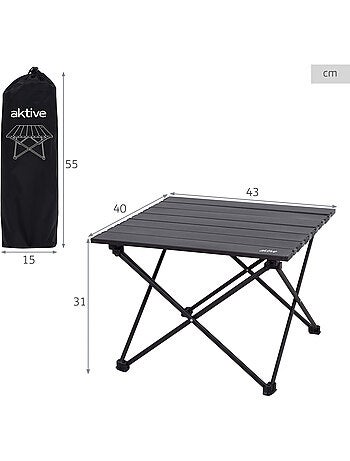 Aktive camping tavolo da campeggio pieghevole con meccanismo antiribaltamento 43x40x31 cm