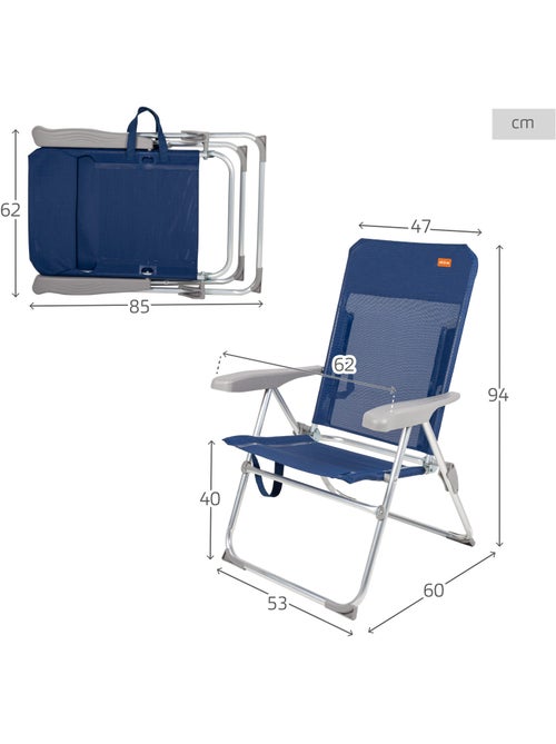 Aktive confezione 2 sedie da spiaggia 47x60x94 cm multiposizione pieghevole slim - Kiabi