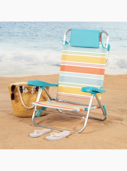 Aktive confezione 2 sedie pieghevoli da spiaggia 8 posizioni 48x50x80 cm a righe - Kiabi Aktive confezione 2 sedie pieghevoli da spiaggia 8 posizioni 48x50x80 cm a righe - Kiabi