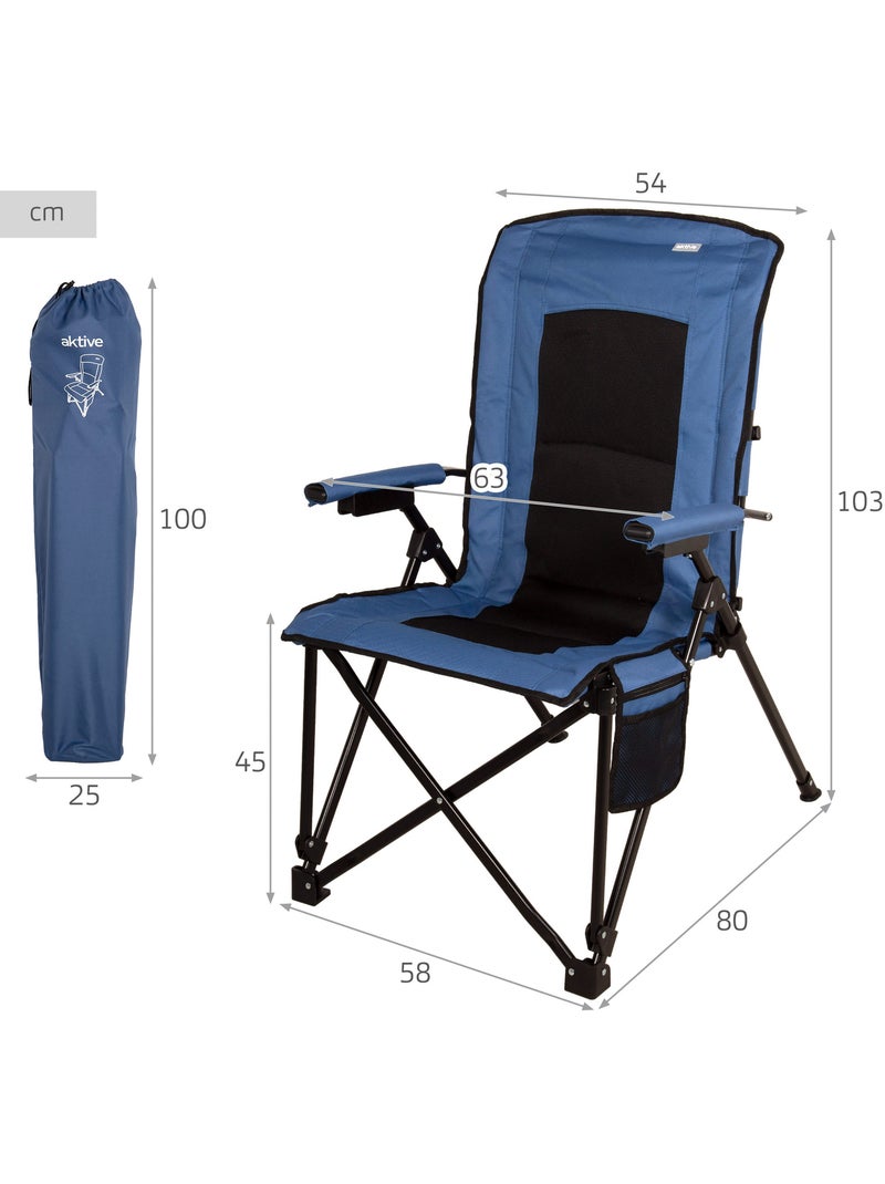 Aktive confezione da 2 sedie da campeggio alte 54x80x103 cm con tasche Blu Nero - Kiabi