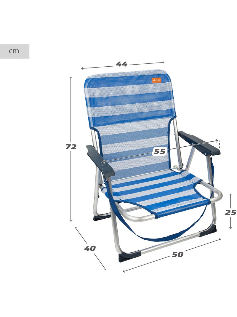 Aktive confezione da 2 sedie da spiaggia a strisce fisse e pieghevoli Blu Bianco - Kiabi