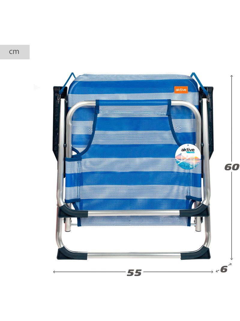 Aktive confezione da 2 sedie da spiaggia a strisce fisse e pieghevoli Blu Bianco - Kiabi