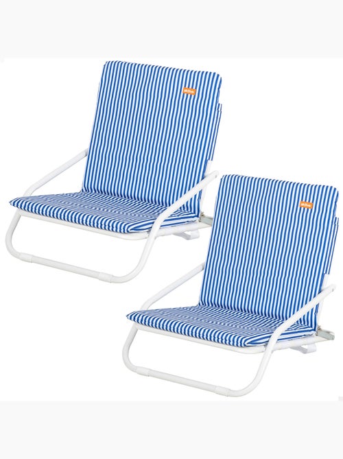 Aktive confezione da 2 sedie da spiaggia basse 46x60x50 cm a righe nautiche con tasca posteriore - Kiabi Aktive confezione da 2 sedie da spiaggia basse 46x60x50 cm a righe nautiche con tasca posteriore - Kiabi