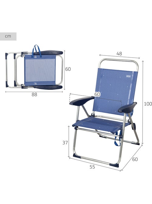 Aktive confezione da 2 sedie da spiaggia pieghevoli 48x60x100 cm 4 posizioni - Kiabi Aktive confezione da 2 sedie da spiaggia pieghevoli 48x60x100 cm 4 posizioni - Kiabi