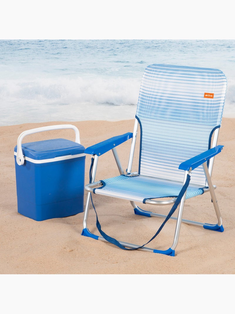 Aktive confezione da 2 sedie da spiaggia pieghevoli con strisce antiribaltamento Blu Bianco - Kiabi