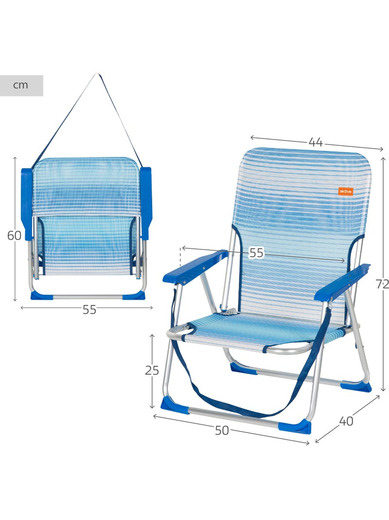 Aktive confezione da 2 sedie da spiaggia pieghevoli con strisce antiribaltamento Blu Bianco - Kiabi
