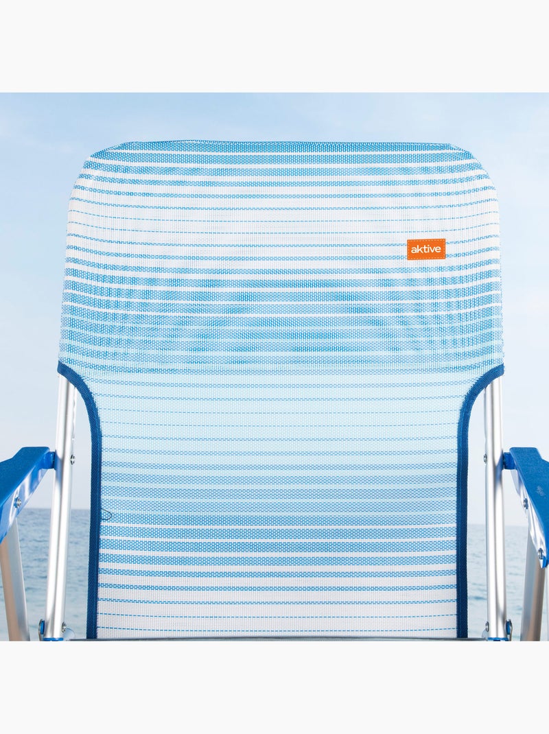 Aktive confezione da 2 sedie da spiaggia pieghevoli con strisce antiribaltamento Blu Bianco - Kiabi