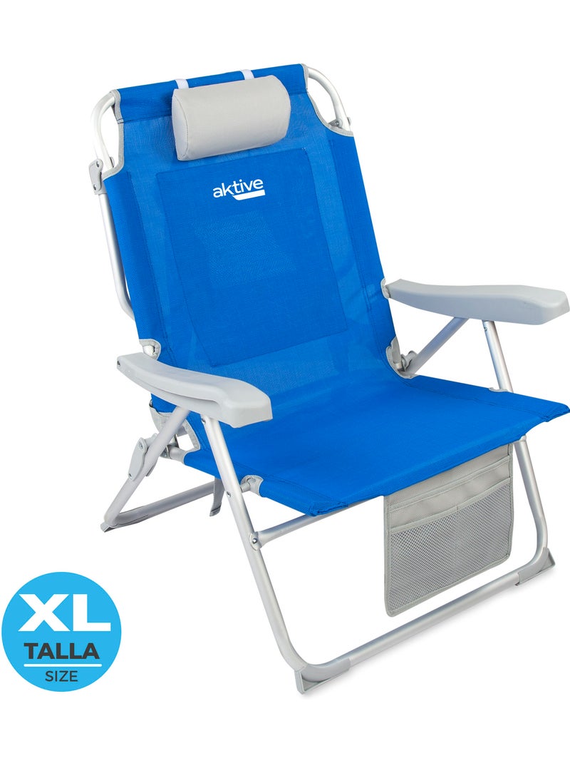 Aktive confezione da 2 sedie da spiaggia pieghevoli e multiposizione xxl in tessuto rinforzato Blu - Kiabi