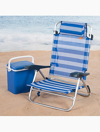 Aktive confezione da 2 sedie da spiaggia pieghevoli e reclinabili, 8 posizioni, con cuscino