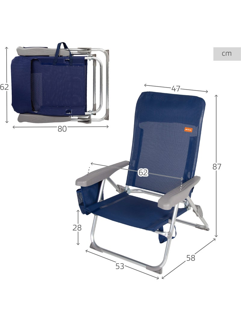 Aktive confezione da 2 sedie da spiaggia pieghevoli multiposizione slim Blu marino - Kiabi