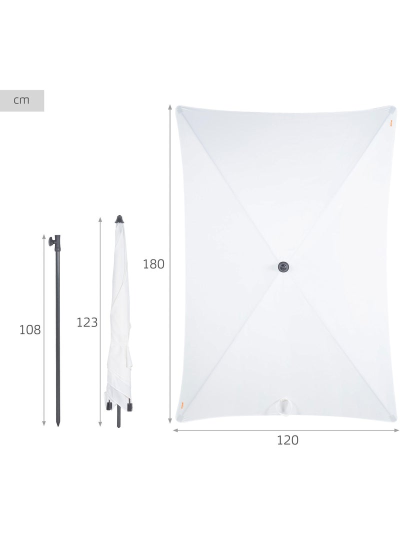 Aktive garden ombrellone da esterno rettangolare uv30 180x120 cm Bianco - Kiabi