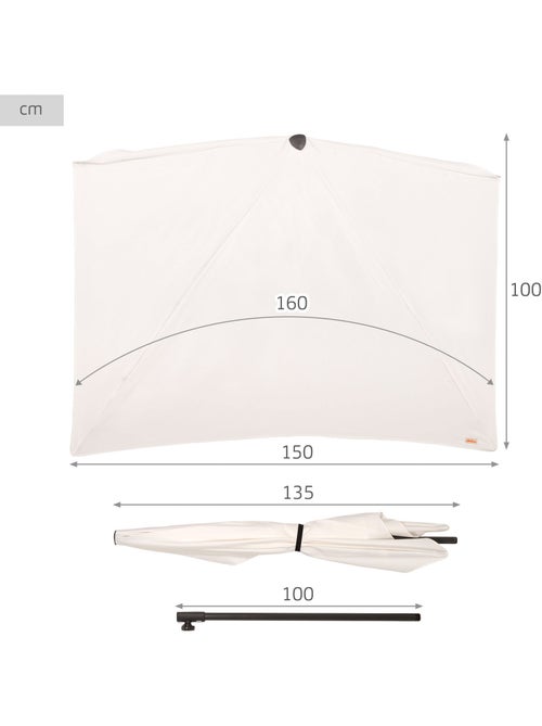 Aktive garden ombrellone da giardino rettangolare da parete 160x100 cm - Kiabi