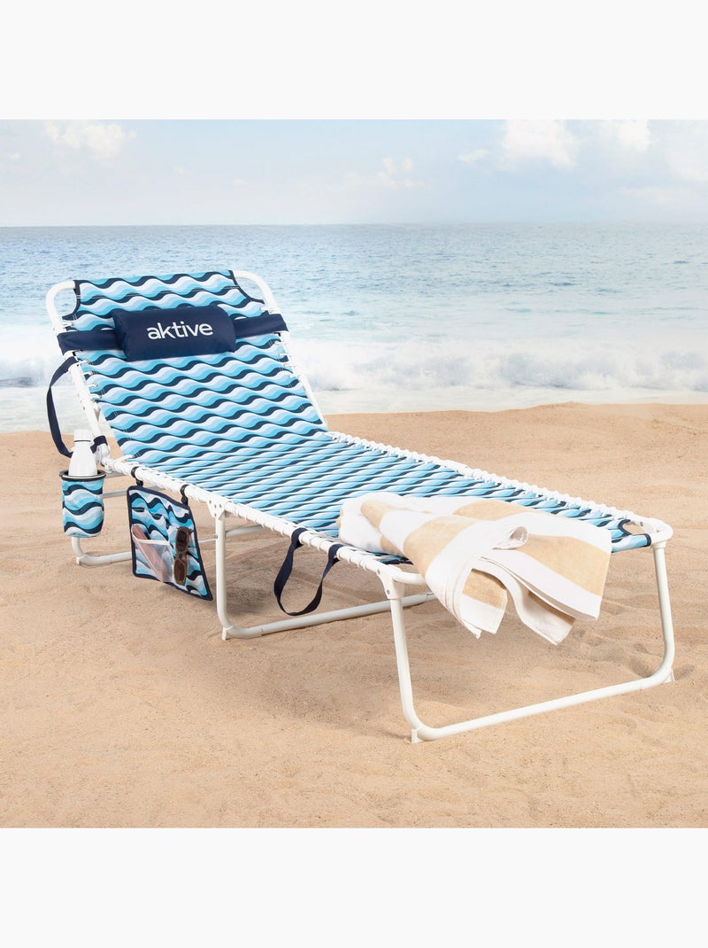 Aktive lettino da spiaggia multiposizione 200x70x88 cm Blu - Kiabi