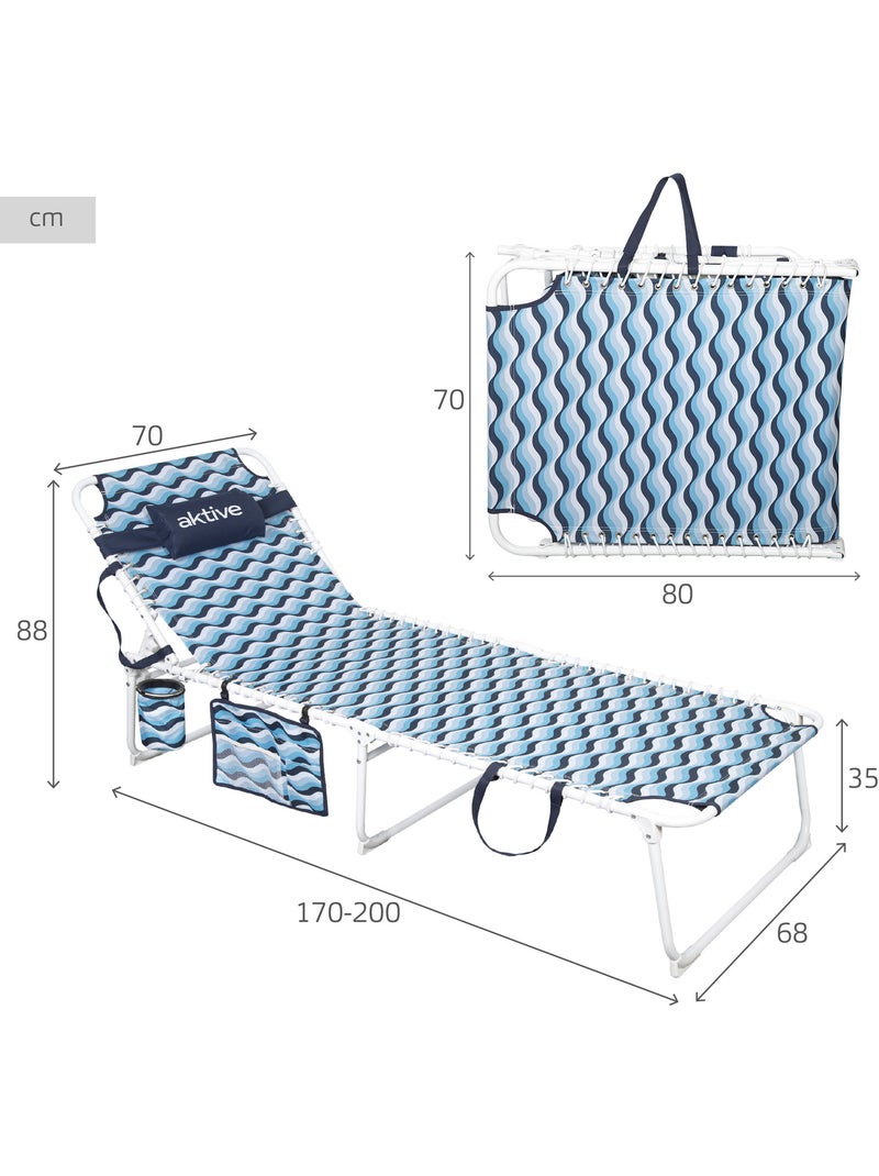 Aktive lettino da spiaggia multiposizione 200x70x88 cm Blu - Kiabi