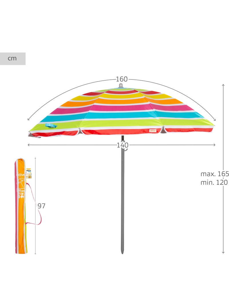 Aktive ombrellone 8 aste 160 cm colori a righe Multicolore - Kiabi