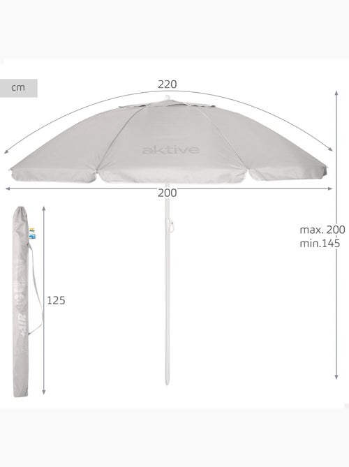 Aktive ombrellone 8 aste 220 cm grigio inclinabile uv50 - Kiabi