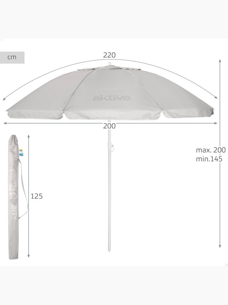 Aktive ombrellone 8 aste 220 cm grigio inclinabile uv50 Grigio - Kiabi