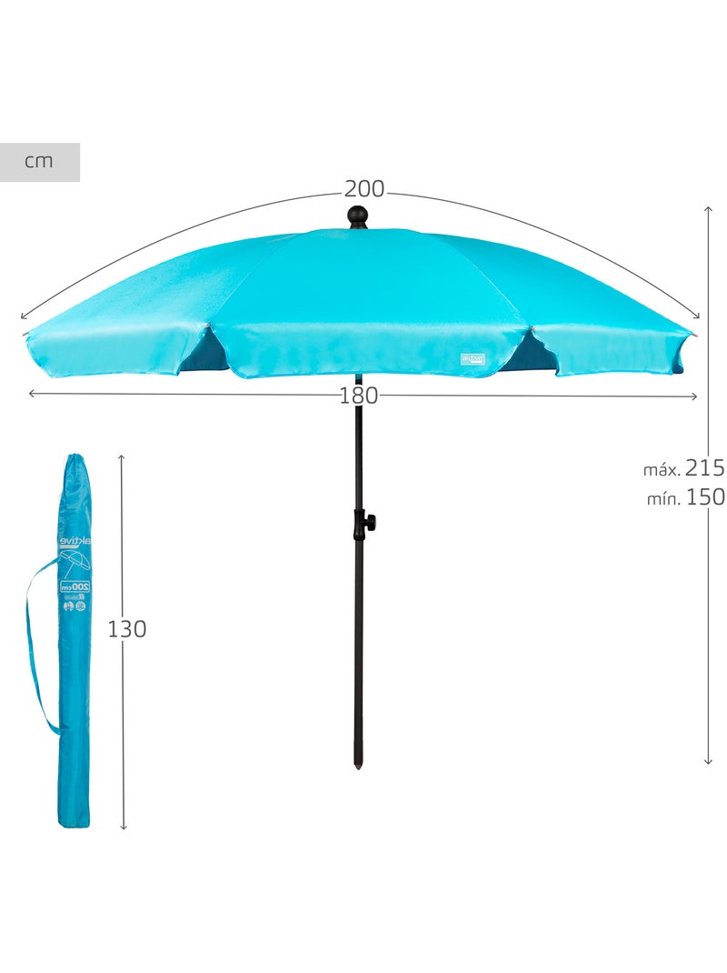 Aktive ombrellone 8 pali 200 cm Blu - Kiabi