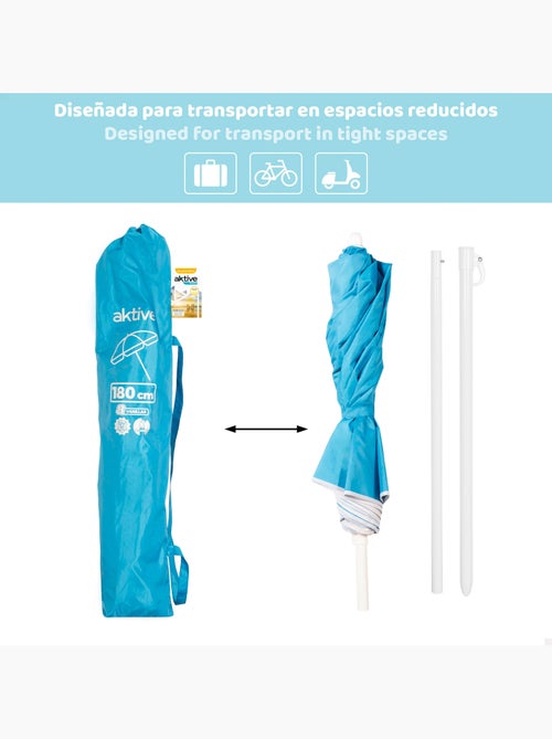 Aktive ombrellone compatto pieghevole 8 pali 180 cm - Kiabi