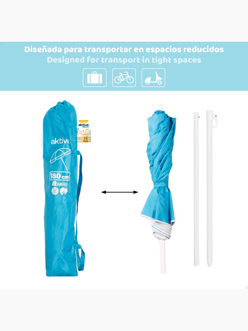 Aktive ombrellone compatto pieghevole 8 pali 180 cm Blu - Kiabi