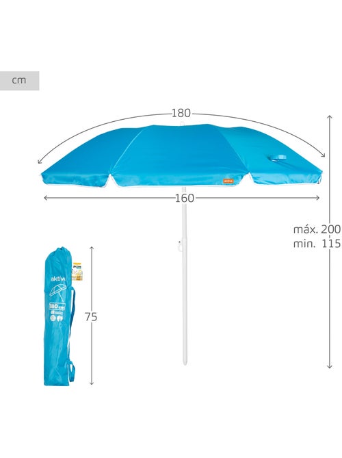 Aktive ombrellone compatto pieghevole 8 pali 180 cm - Kiabi