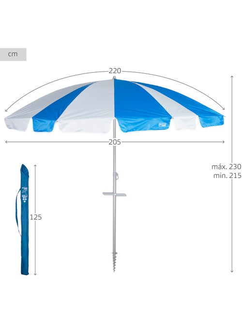Aktive ombrellone con 8 aste 220 cm e con spirale ad ancora - Kiabi