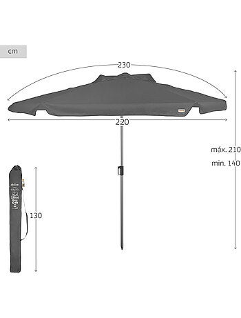 Aktive ombrellone da giardino esagonale antracite grande basculante antivento 230 cm uv50