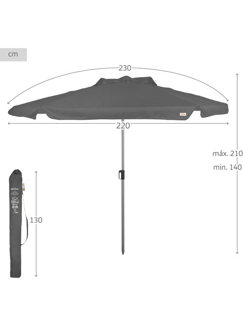 Aktive ombrellone da giardino esagonale antracite grande basculante antivento 230 cm uv50 - Kiabi