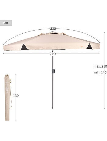 Aktive ombrellone da giardino esagonale avorio grande basculante antivento 230 cm uv50