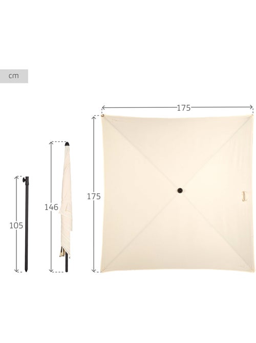 Aktive ombrellone da giardino quadrato 175x175 cm beige con palo inclinabile - Kiabi