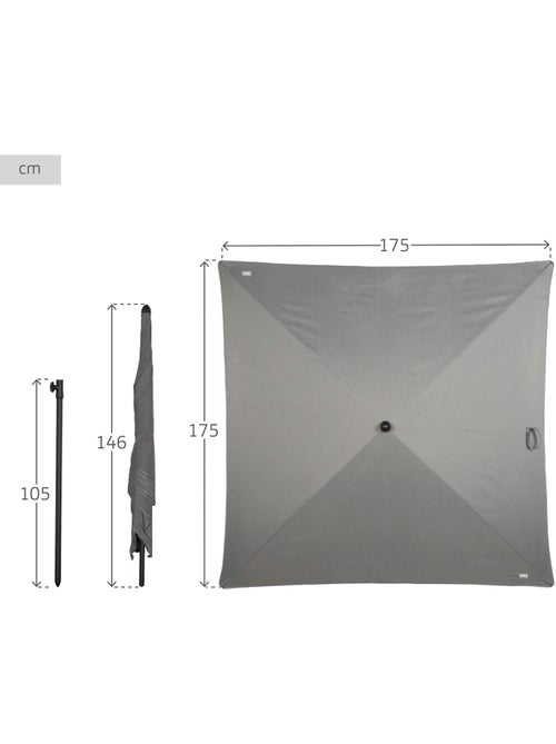 Aktive ombrellone da giardino quadrato 175x175 cm grigio con palo inclinabile - Kiabi