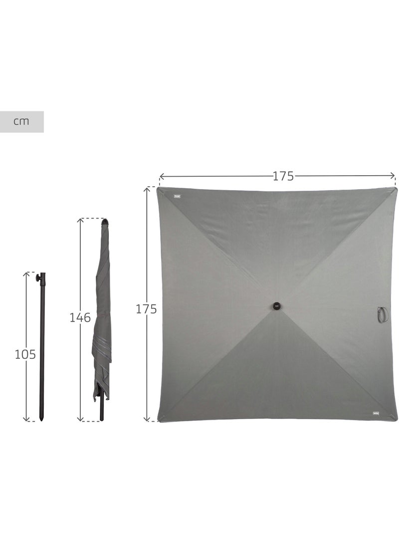 Aktive ombrellone da giardino quadrato 175x175 cm grigio con palo inclinabile Grigio - Kiabi