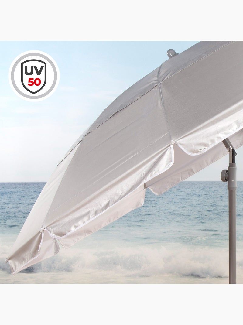 Aktive ombrellone da spiaggia 10 stecche 220 cm grigio inclinabile uv50 Grigio - Kiabi